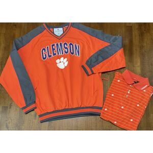 Clemson Tigers Colosseum Windbreaker Pullover Jacket & Chili Wear Polo Size M